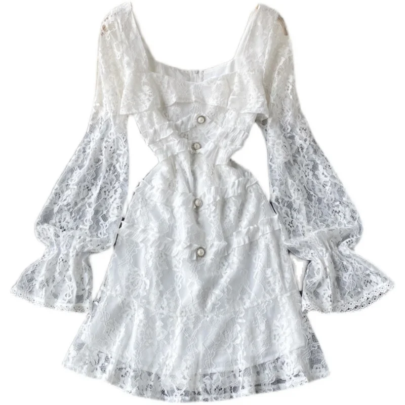 

Socialite dress black fungus and cultivate morality short sweet wind ruffled chic tender bud silk dress