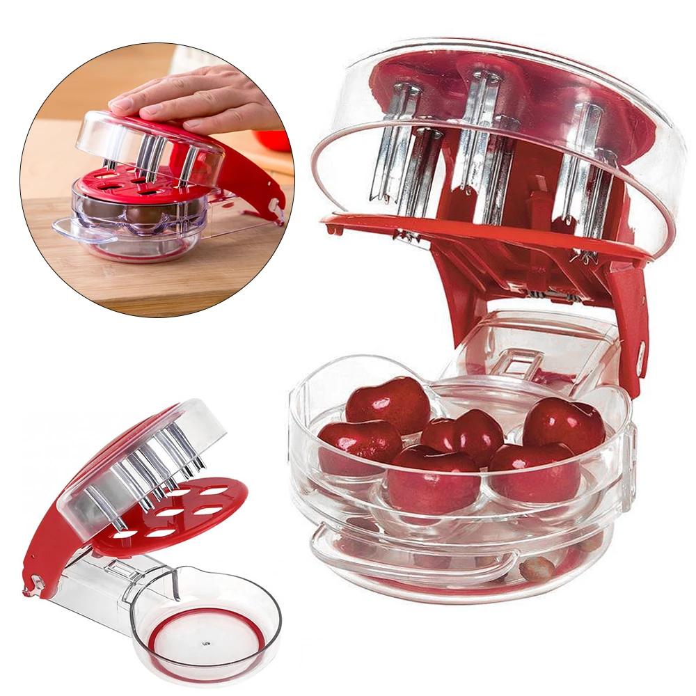 Косточка Для вишни с 6 отверстиями и контейнером кухонные приспособления