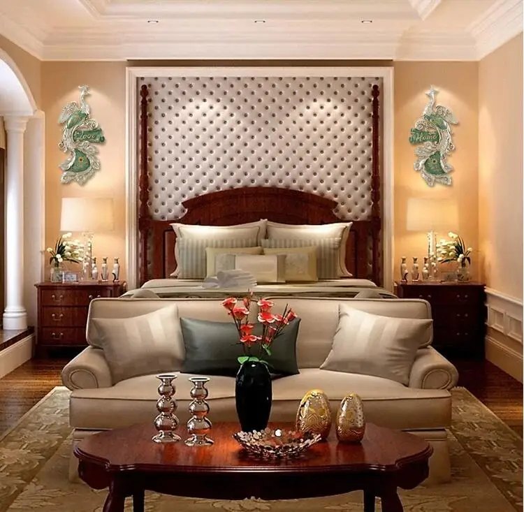 

European Retro Wall Hangings Resin Crafts Decoration Livingroom Dining Room Porch TV Background Wall Sticker Mural Ornaments Art