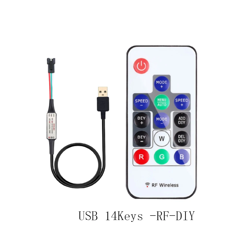 WS2812B WS2811 светодиодный пиксель полосы светильник контроллер USB/DC 3 ключа RF 14/17/21