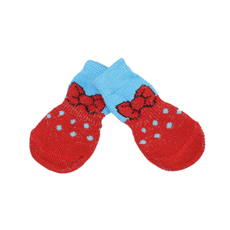 

4 Pcs Pet Puppy Dog Socks Anti-slip Knitting Breathable Elasticity Warm Winter Indoor HY99