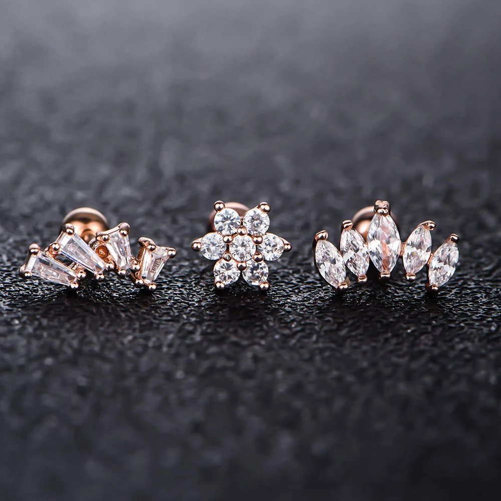 Набор серег для пирсинга серьги с кристаллами в форме цветка козелка уха завитка