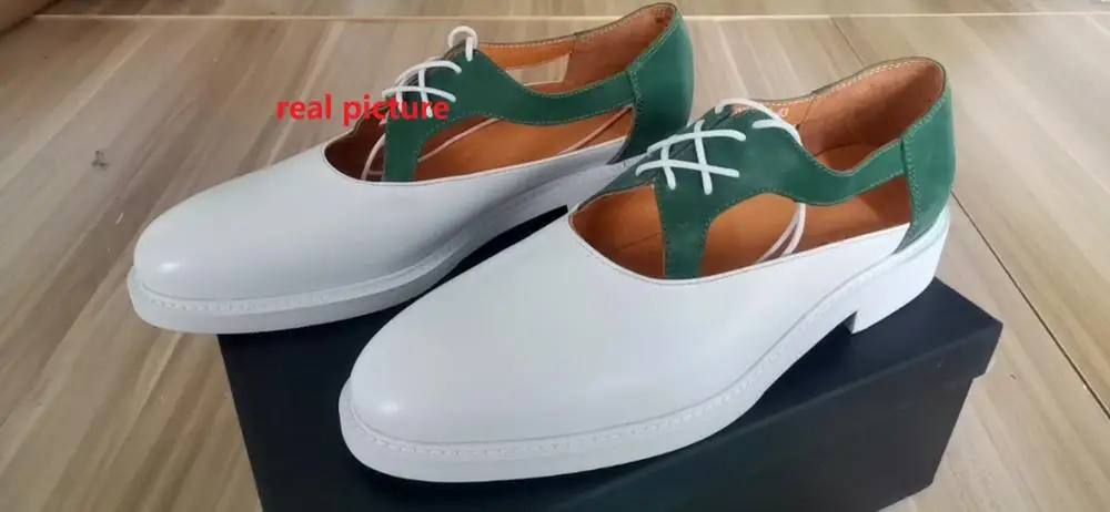 Разноцветные модельные туфли из коровьей кожи с вырезами Высококачественные