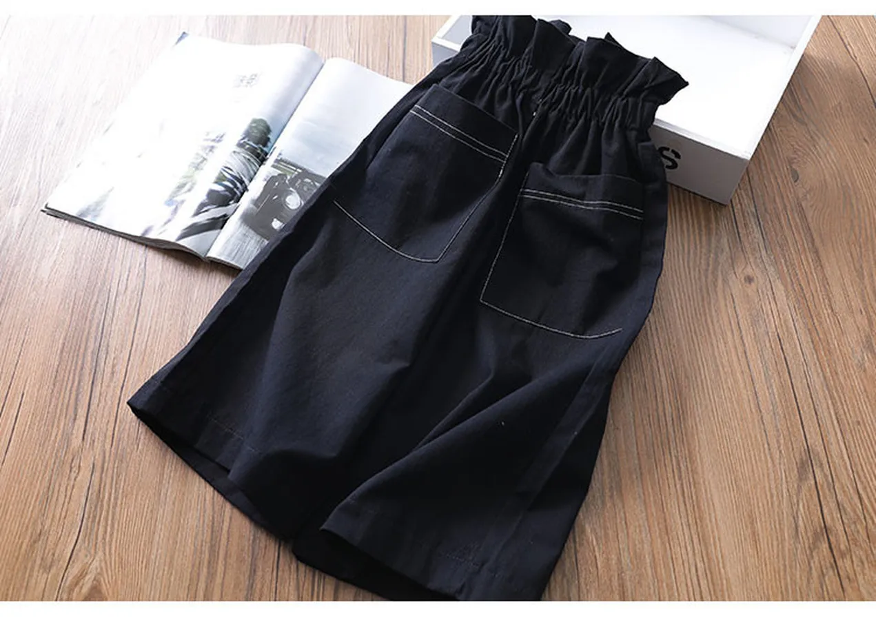 Леггинсы хлопковые для девочек с высокой талией и широкими штанинами 100-140 см |