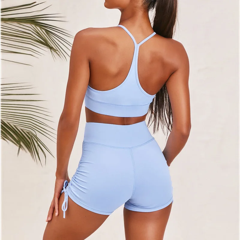 Oyoo Высокоэластичный нейлоновый комплект для йоги летние спортивные короткие