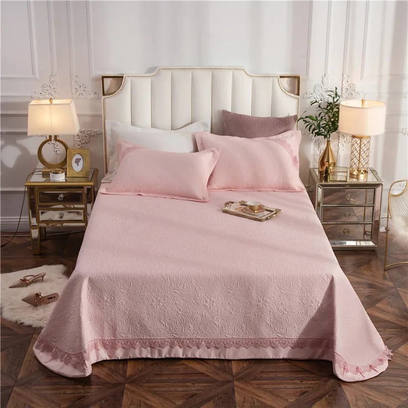 New 1pc 245x245cm and 245x265cm gray white cotton Bedspread and 2pcs pillowcase blanket Duvet Quilt bed cover