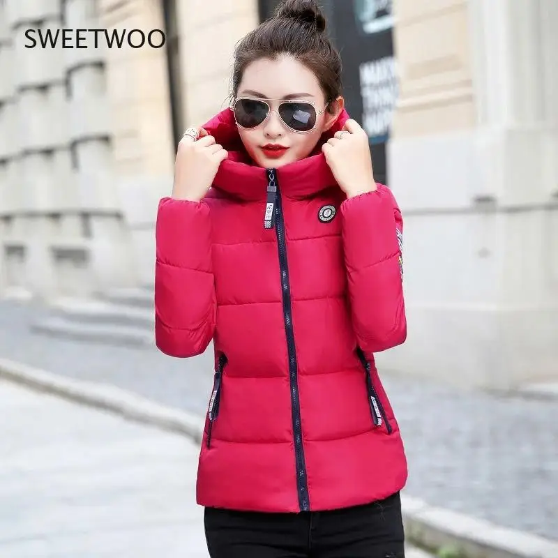 2021 New Winter Parkas Women Jacket Hooded Thick Warm Short Jacket Cotton Padded Parka Basic Coat Female Outerwear  5XL