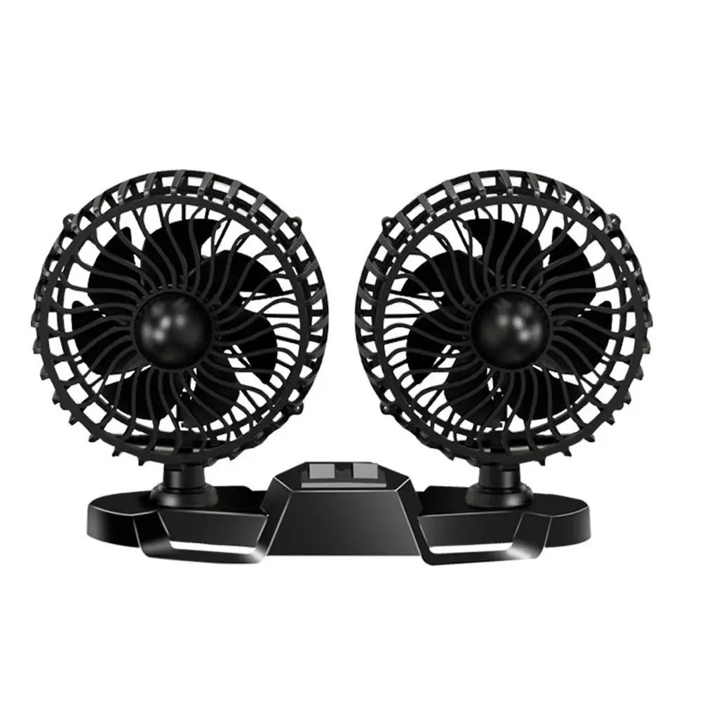 Dual Head Car Fan Rotating Free Adjustment Auto Blow Air Powerful Quiet Portable Ventilation Dashboard Electric Fans | Автомобили и