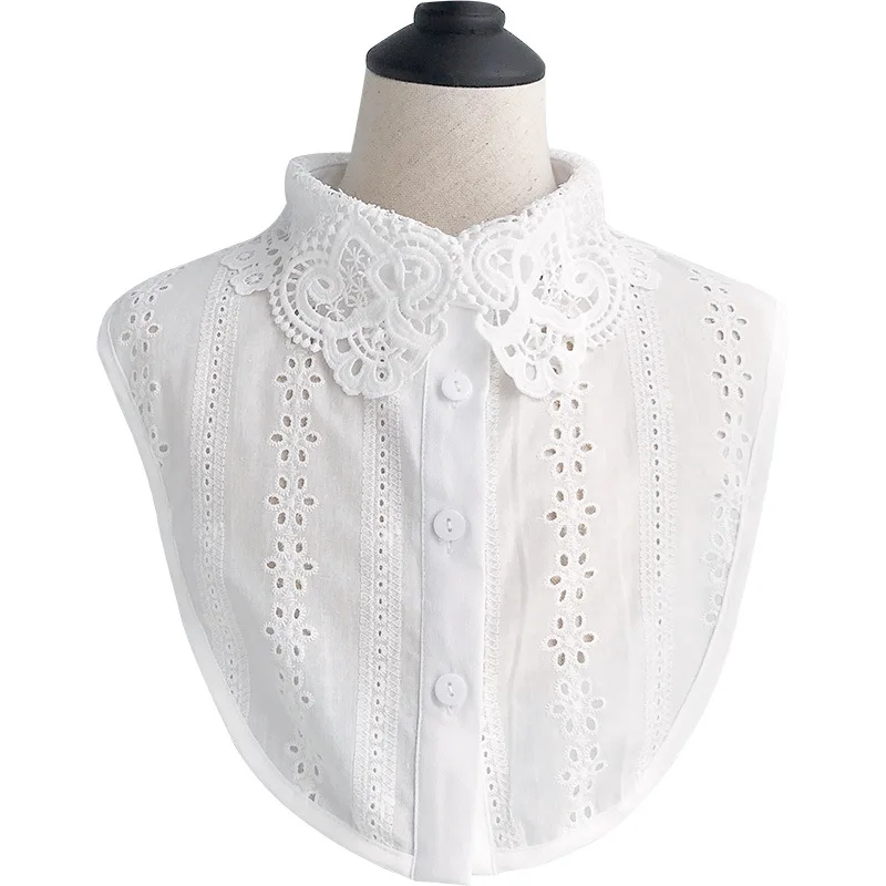 

2021 Fake Collar Women Detachable Collars Shirt Embroidered Cotton Bottom White Shirt Women