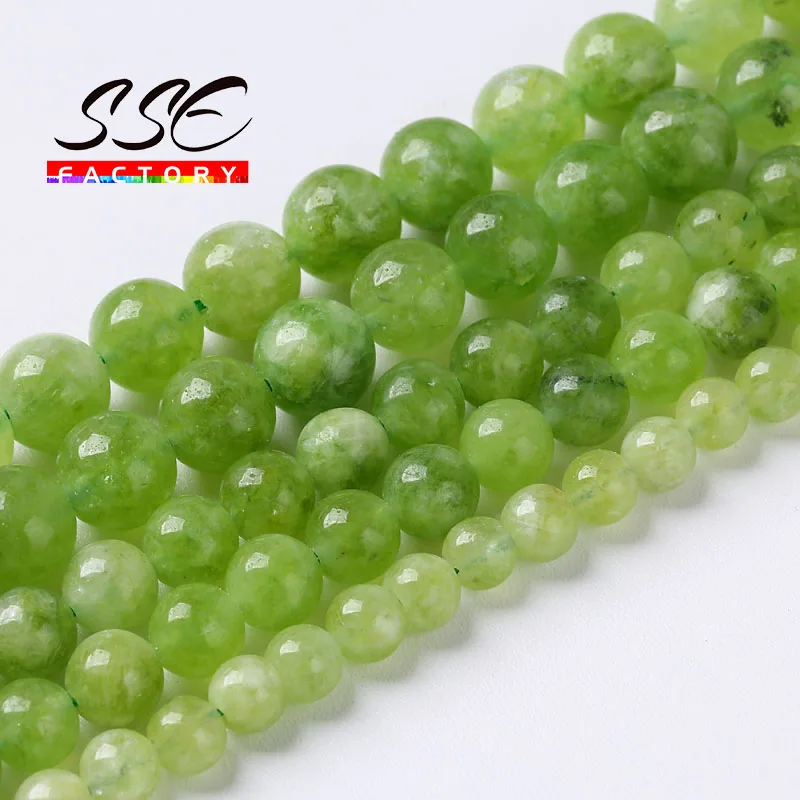 

Green Peridot Beads Natural Stone Round Loose Spacer Beads For Jewelry Making DIY Bracelet Earrings Accessories 6 8 10mm 15"inch