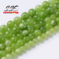 green peridot beads natural stone round loose spacer beads for jewelry making diy bracelet earrings accessories 6 8 10mm 15inch