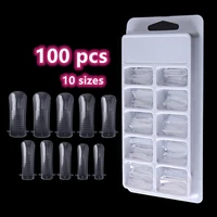 building gel nail mold tips 100 pcs nail builder extension forms with scale clear acrylic full cover false nail mold tip