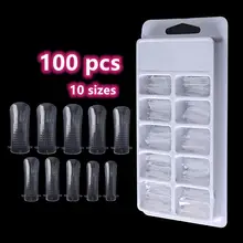 100Poly Building Gel Nail Mold TIPS 100 PCS Nail Builder Extension Forms With Scale Clear Acrylic Full Cover False Nail Mold Tip