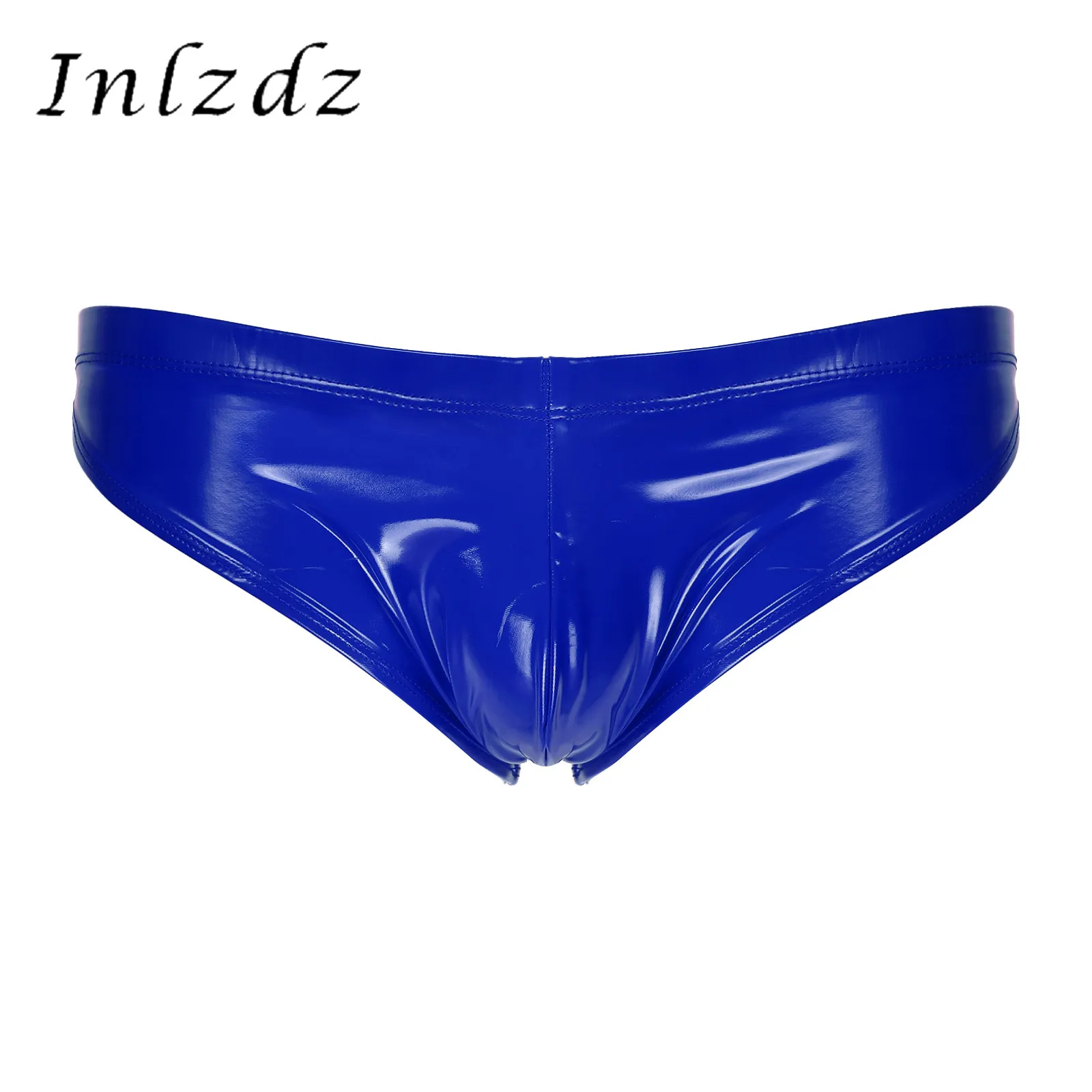 

Men Glossy Bulge Pouch Underpants Lingerie Patent Leather Underwear Low Rise Briefs Jockstrap Wet Look Elastic Waistband Panties