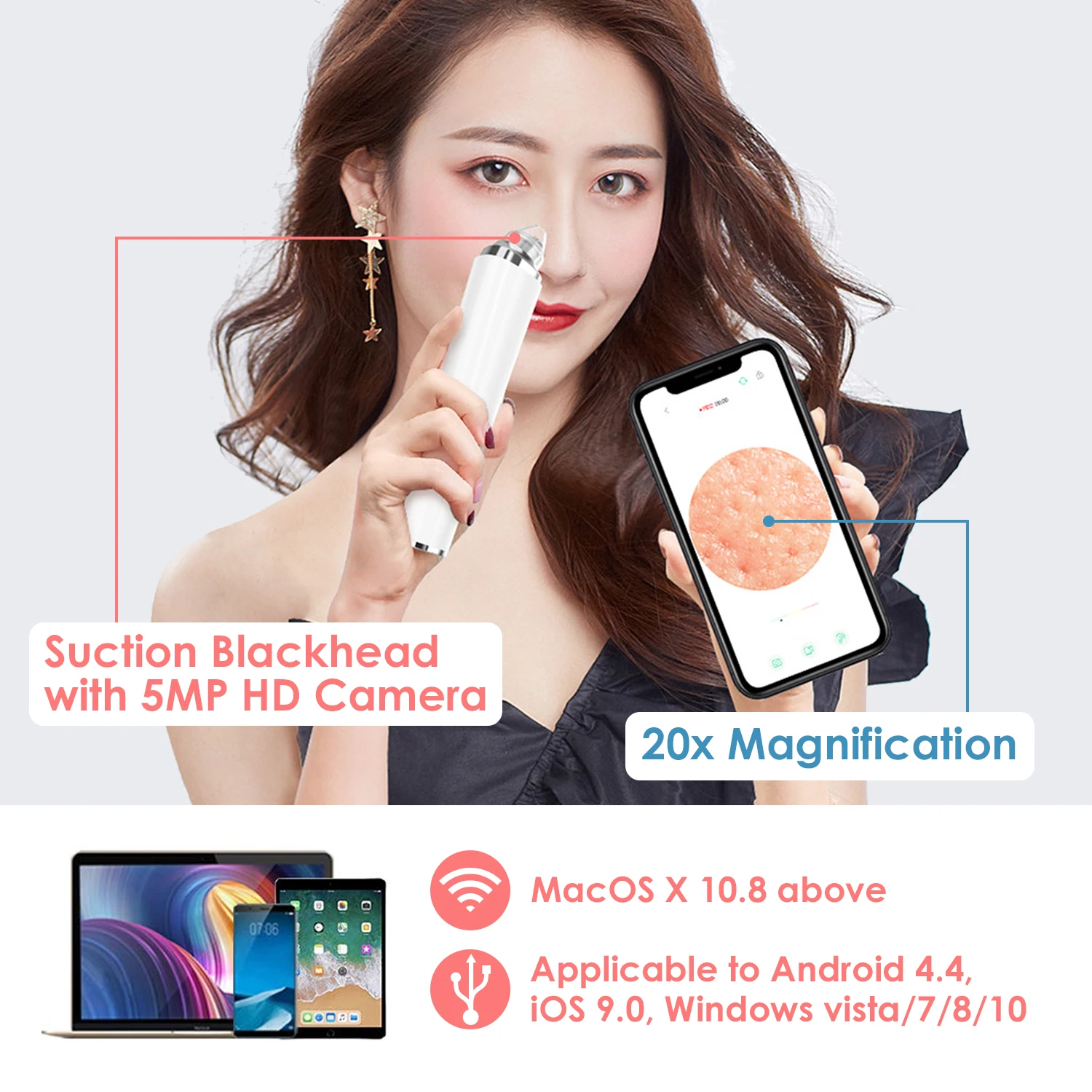 Визуальное средство для удаления акне компактное устройство с 5 Мп WiFi микроскоп