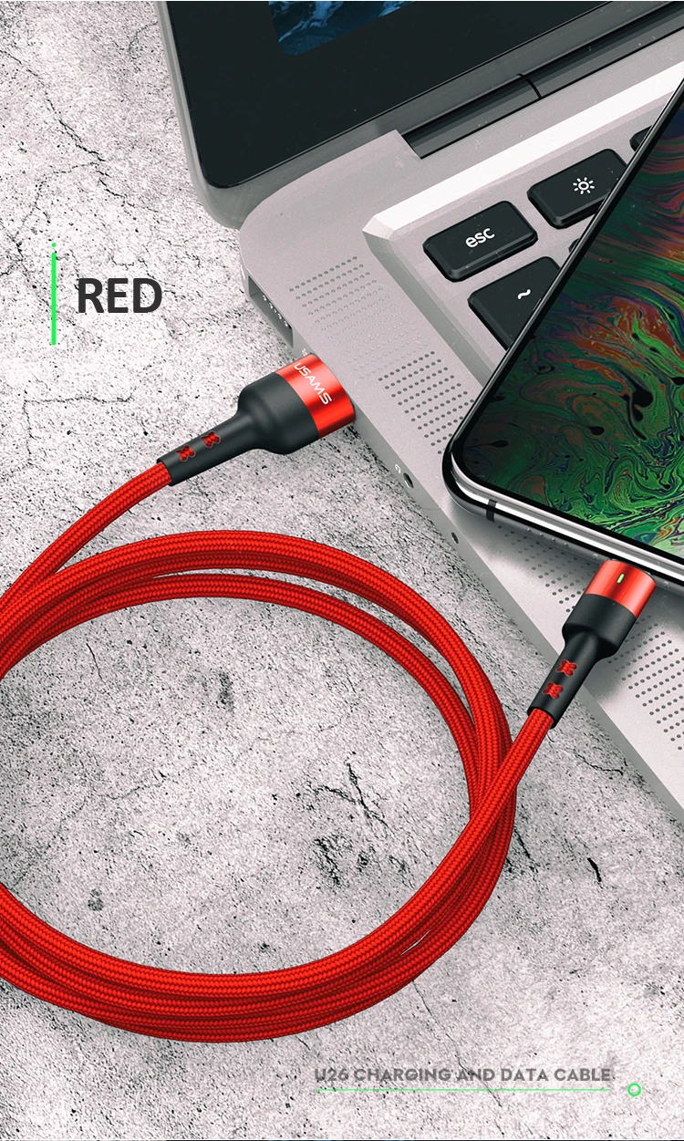 USAMS для usb lightning Кабель короткий 0,5 м 1 м 2 м Быстрая зарядка данных зарядное устройство для мобильного телефона для iPhone xs max xr 8 7 6s plus ipad светодиодный