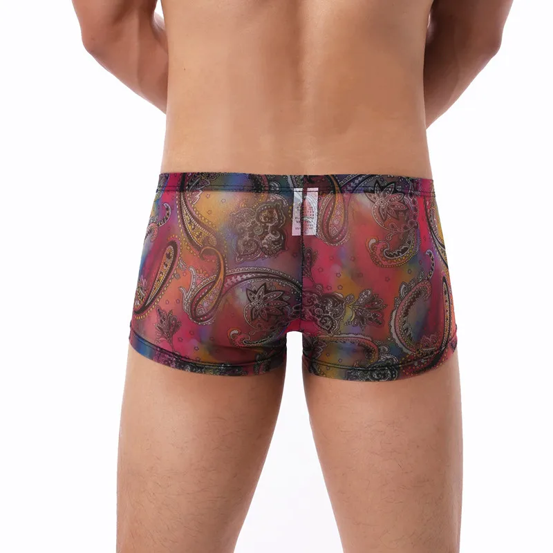 Боксеры мужские прозрачные с карманом для пениса пикантное нижнее белье газовые