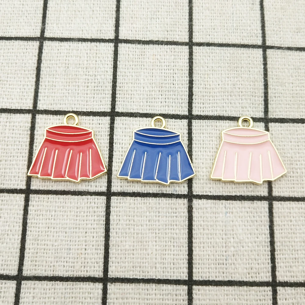 

10pcs enamel girl skirt charm jewelry accessories earring pendant bracelet necklace charms zinc alloy diy finding 16x18mm