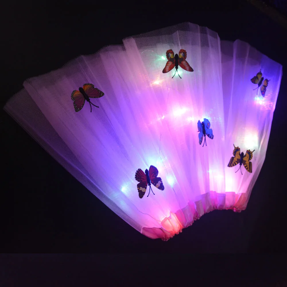 Для женщин и девочек светильник свечение с принтом бабочки пачка LED юбка неоновая