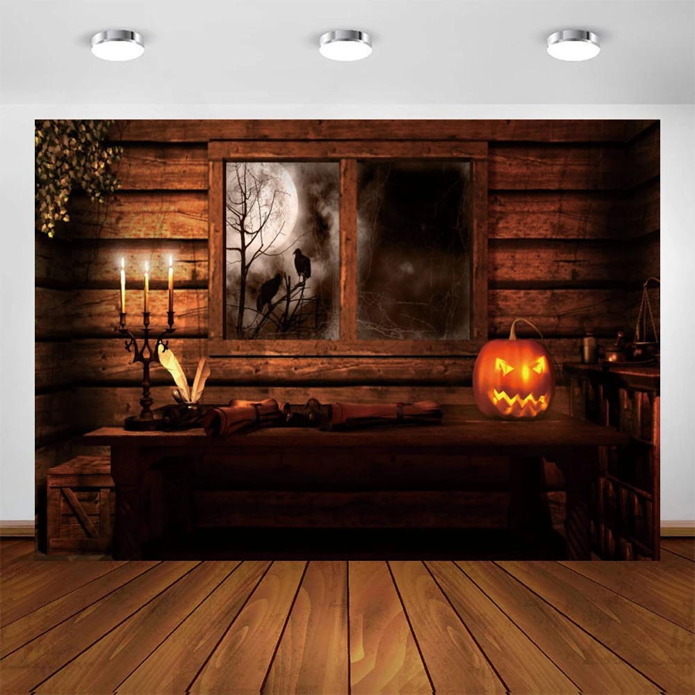 

Halloween Background For Photography Window Pumpkin Lantern Baby Backdrop Vinyl Photo Studio Photophone Photozone Photocall Prop