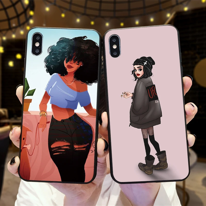 Черный чехол для телефона девочек Xiaomi Redmi 7 Note 4X 5A 16G 32G GO 7A K20 Pro 6 5 8 Pro|Чехлы-накладки|