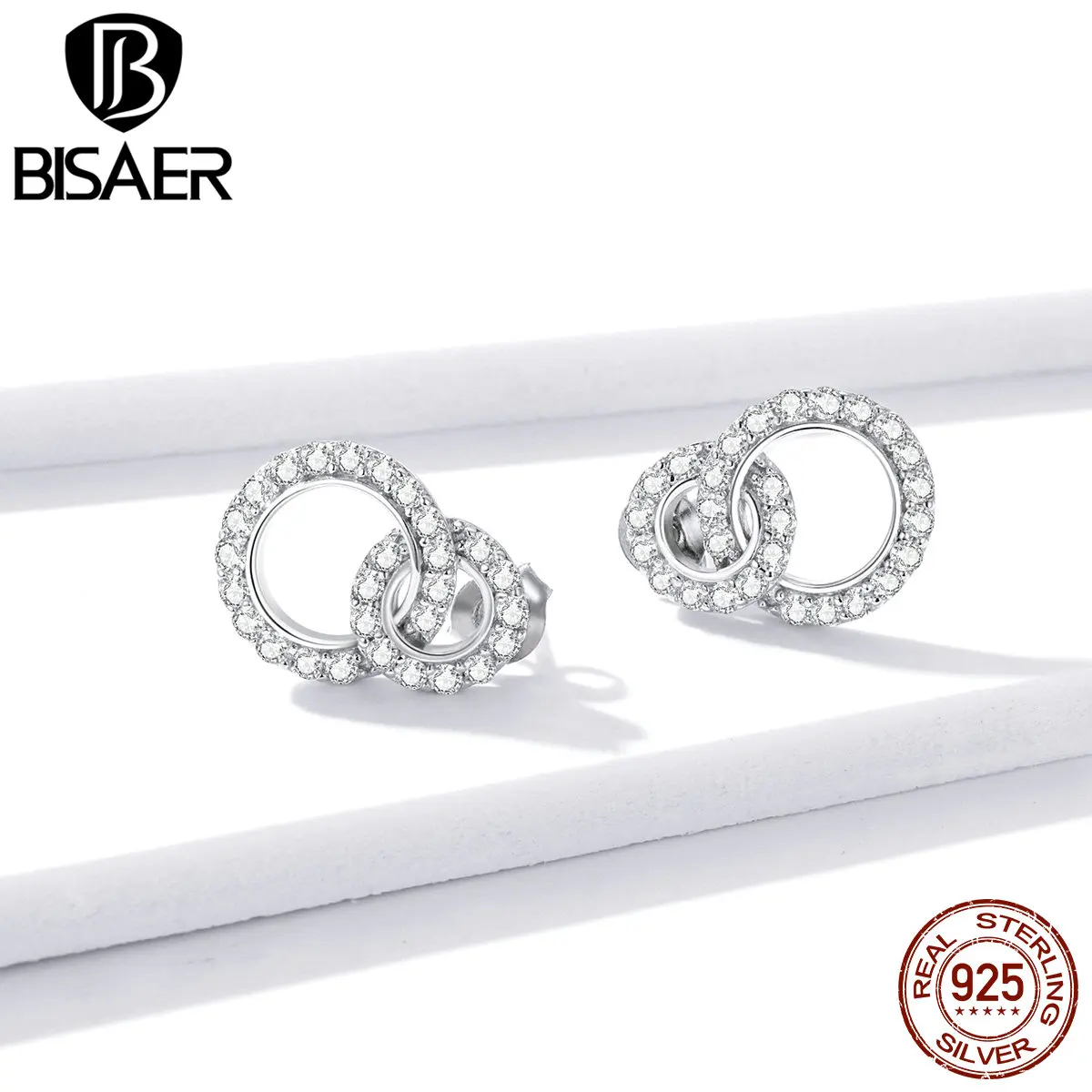 Женские круглые серьги из серебра 925 пробы с цирконом | Украшения и аксессуары