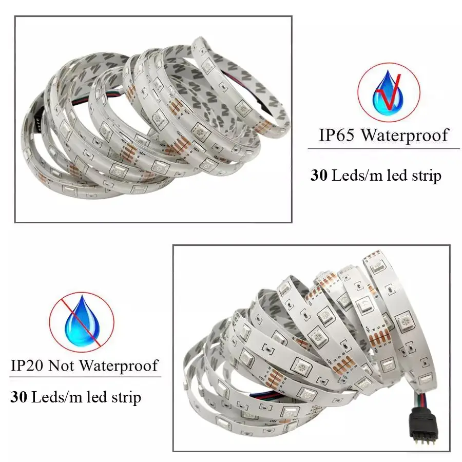 Светодиодная лента RGB 5 м/10 м/15 м водонепроницаемая с инфракрасным датчиком