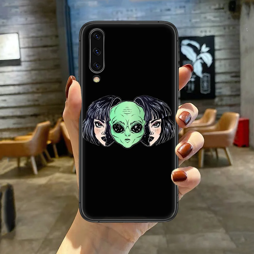 

Cute Cartoon Alien Space Phone Case For For SamSung Galaxy A M 5 8 10 20 30 31 40 50 51 70 71 80 S E Black black Shell Painting