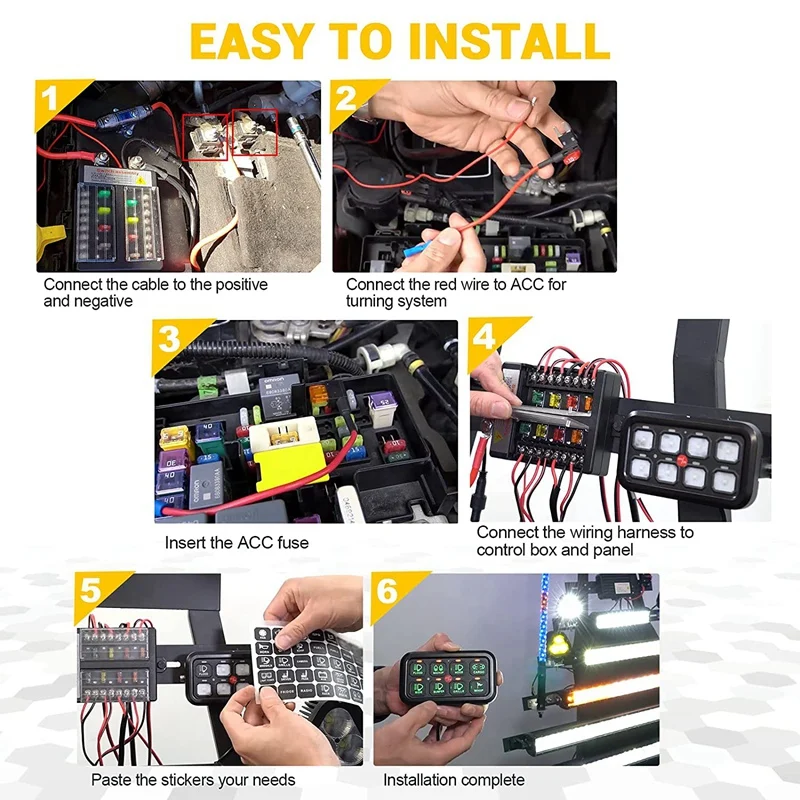 

8 Gang Switch Panel Electronic Relay System Light Bar Switch Panel for Truck Car Offroad UTV Caravan Waterproof Green