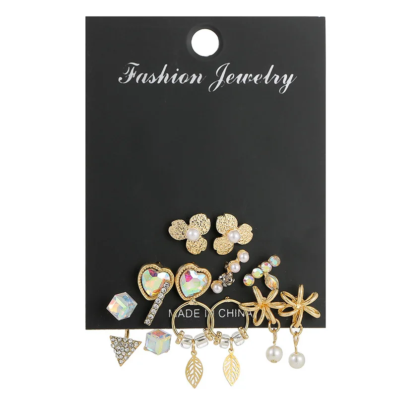 

New Arrival Fashion Jewelry Tassel Earrings Korean Multicolor Crystal Imitate Pearl ins Earrings Set Women Accessories Wholesale