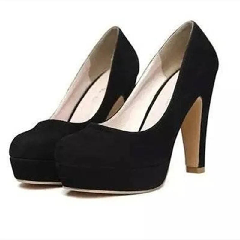 

GOOHOJIO 2020 New Spring Autumn High Heels Women's Pumps Thick Round Toe Solid Color Pumps Women Classic Fashionable Women Shoes