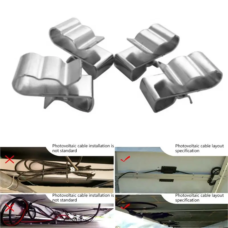

Premium New 50Pcs 2x4mm Stainless Steel Solar PV Cable Clips For System Mounting Installation