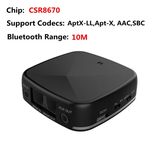 CRDC Bluetooth 5,0 приемник передатчик Aptx HD/низкая задержка аудио беспроводной адаптер 3,5 мм AUX RCA для ТВ ПК автомобильный усилитель, пара 2 - Цвет: Black with Silver