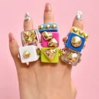 Модное полимерное кольцо 5 CCB, разноцветное комбинированное кольцо карамельных цветов в металлическом стиле для девушек