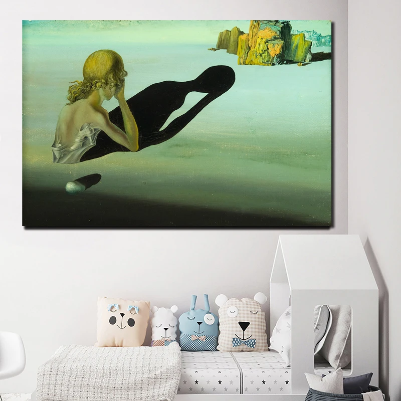 

Salvadoer Dalies Sphinx Embedded In The Sand Art Canvas Poster Painting Oil Wall Picture Print Modern Home Bedroom Decoration HD