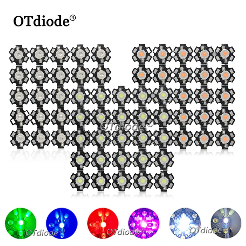 Светодиодный высокой мощности 1 Вт 3 50 шт. полный спектр белый теплый зеленый