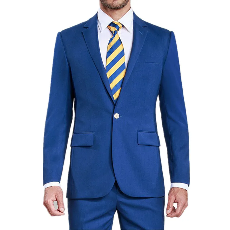 

Custom Made Two Piece Mens Formal Suits Slim Party Dress For Male Middle Split Back Wedding Tuxedos For Bridegroom (Jacket+Pant)