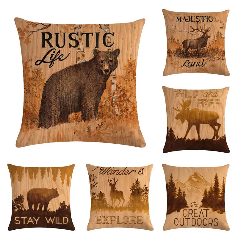 45x45 см винтажный коричневый Чехол для подушки с изображением животных