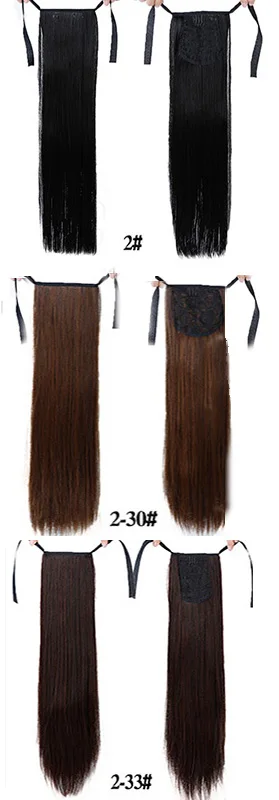 DIFEI 3Colors Long Straight Synthetic Ponytail High Temperature Fiber Clip in Drawstring Hairpieces for Women | Шиньоны и парики