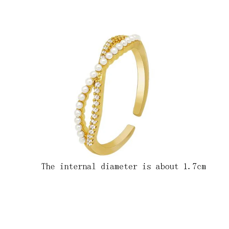 

2021 South Korean New Cross Bow Pearl Ring Female Fashion Temperament Personality Adjustable Opening Forefinger Ring Elegant