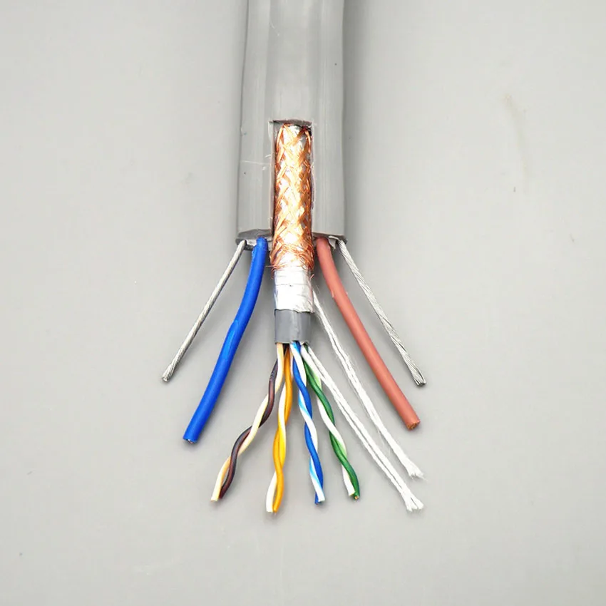 Экранированный кабель лифта cat5e для Ethernet с двойной силовой линией и стальным