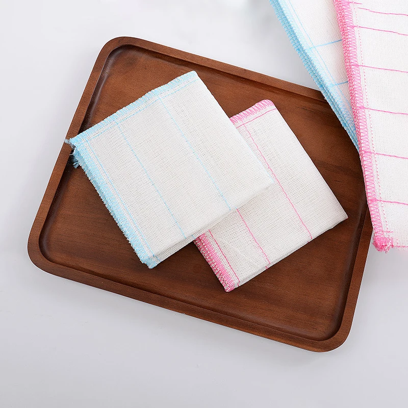 

5pcs/set Kitchen Tableware Cleaning Scouring Pad Non-stick Oil Dishcloth Washing Towel Wiping Cloth Super Water Absorbent Rag