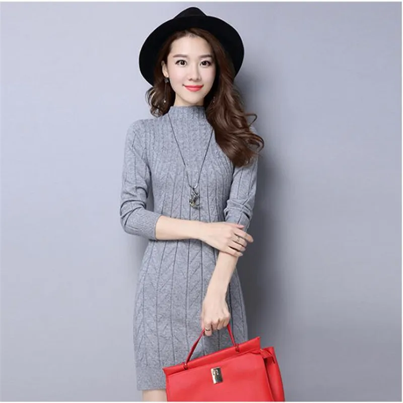 

Shikoroleva Sweater Women Long Tunic Dress Sweaters 2020 Knited OL Office Lady Plus Size Christmas Sueter Black Orange White 4XL