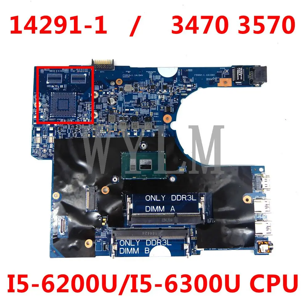 

For DELL 3470 3570 Laptop motherboard 14291-1 Mainboard 0P5M6K 0P5M6K P5M6K with SR2EU I3-6100U 100% working well
