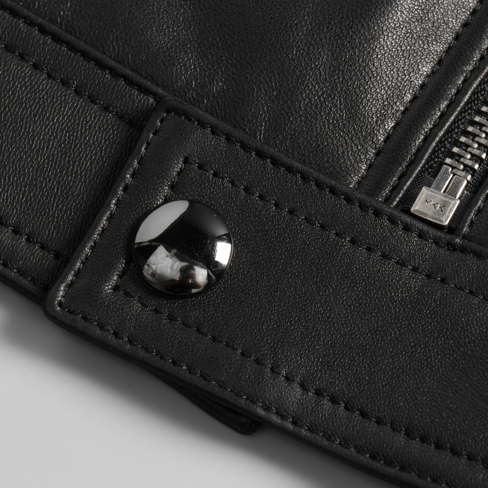 Мужская Короткая кожаная куртка коричневая Повседневная Формальная из