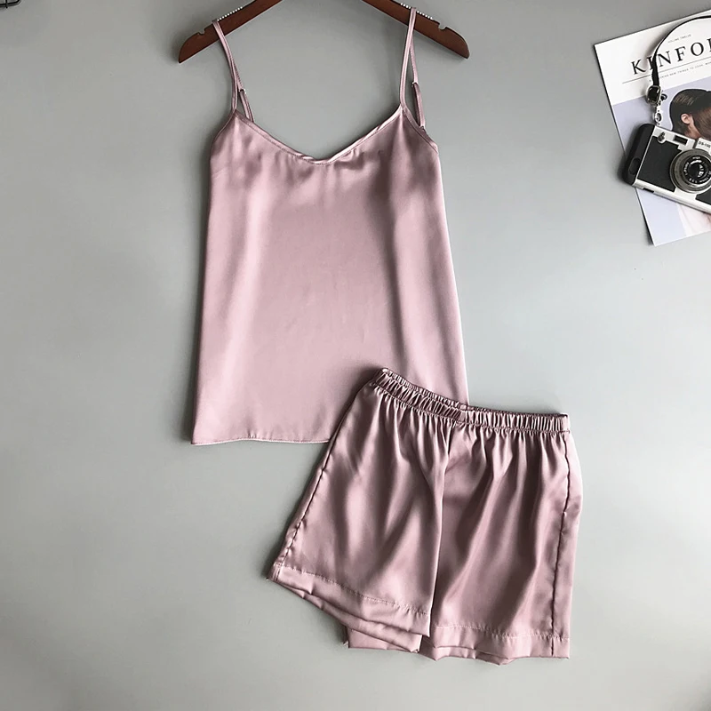 Женские пижамы Шелковая Женская пижама Новая женская сексуальные летняя