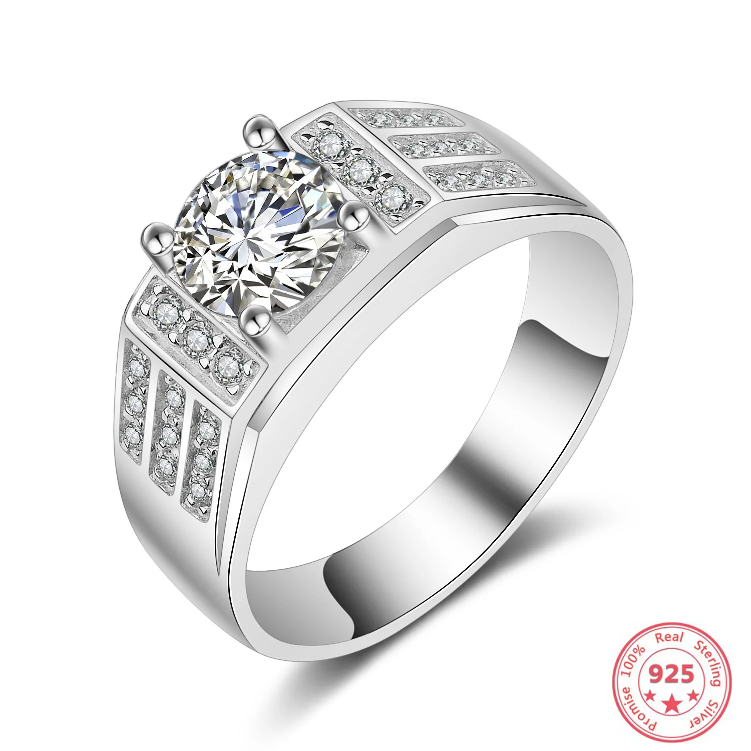 S925 Серебряный VVS1 кольцо с бриллиантом украшения для мужчин Anillos De Wedding Bizuteria белый