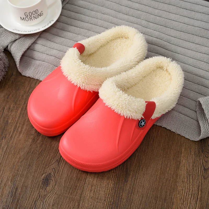 Женские зимние тапочки сабо с плюшевой подкладкой женские сандалии теплые