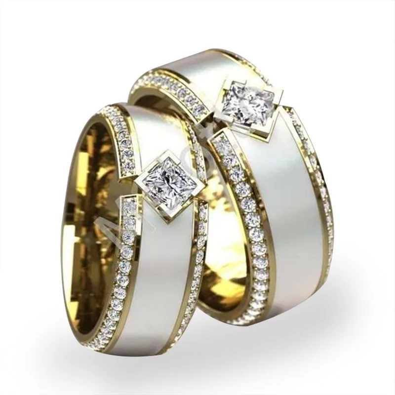 

Ofertas New Fashion Handmade Golden Color Luxury Oil Drop Inlaid White Zirconium Single Metal Rings for Women