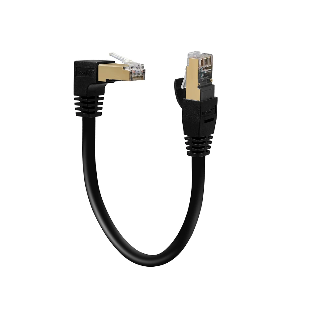 

Ethernet Patch Cable Right Angle RJ45 Gigabit Network Cord Wire 0.3meter Durable